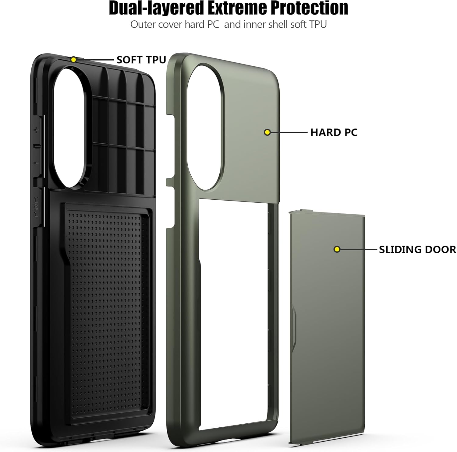 Nvollnoe for Samsung Galaxy S25 Edge Case with Card Holder Dual Layer Heavy Duty Protective Case Hidden Card Slot Slim Wallet Cover for Samsung S25 Edge 6.7''(Green)