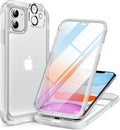 Miracase Glass Series for iPhone 11 Case 6.1 inch, Upgraded Full-Body Rugged Phone Bumper Case Cover with Built-in 9H Tempered Glass Screen Protector and Camera Protector, Matte Clear