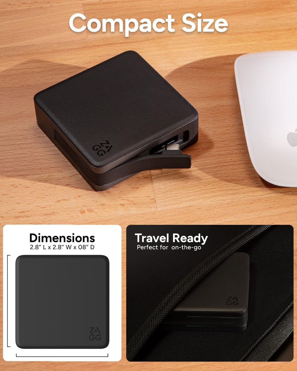 ZAGG 4-Port Hub - Versatile USB-C PD, USB-A HDMI Adapter, High-Speed Charging & 4K Display Support, Compact for Travel, Compatible with Windows, macOS, iPadOS, ChromeOS, Android