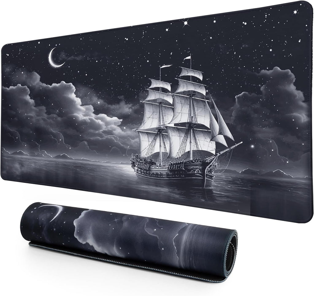 Lokigo Desk Pad, Office Desk Mat, Extended Large Gaming Mouse Pad, Desk Decor Mousepad Keyboard Writing Mat with Non-Slip Rubber Base for Office Laptop Gaming Home, 31.5"x15.7", Nautical Sailboat