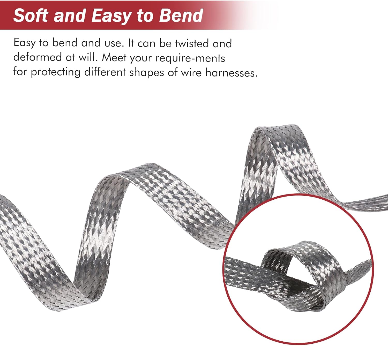 Tinned Copper Metal Braid Sleeving Wire Shielding Sleeve Braided Copper Ground Straps EMI/RFI Interference Expandable Flat Mesh Shielding Cable for Protect Wire (5/16inch-22ft)