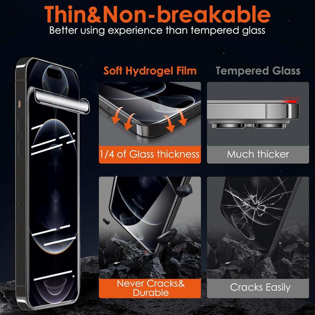 [3 Pack Soft Hydrogel Film Screen Protector for iPhone 15 Pro Max/iPhone 15 Plus, Upgraded Non-breakable Flexible TPU for iPhone 15 Pro Max Screen Protector Film (NOT Glass)