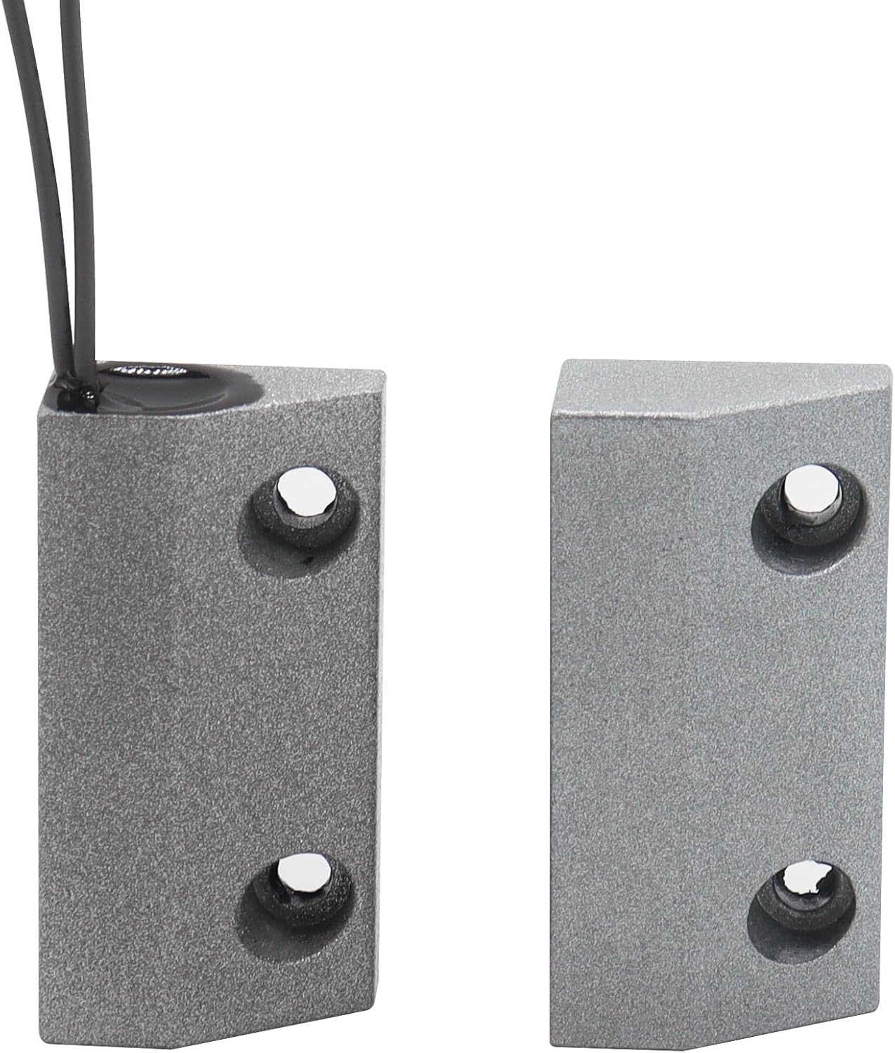 Magnetic Reed Switch Wired Surface Mount Normally Closed NC Contact Sensor Alarm Magnetic Door Switch with 2 Wires, Zinc Alloy Sliver, MC-56