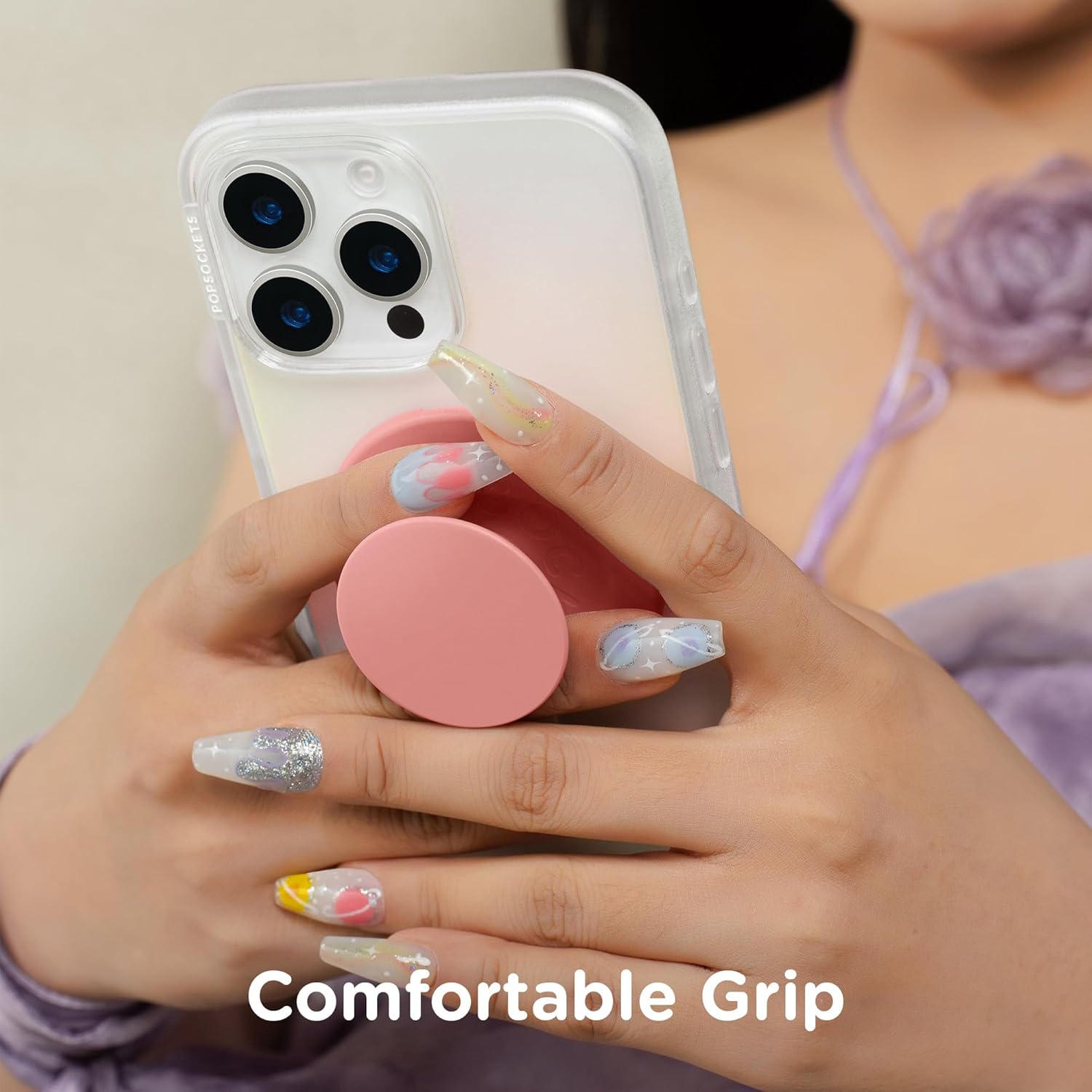 PopSockets Kick-Out Grip for MagSafe, Phone Grip with Built-in Phone Stand, Adjustable Kickstand for Portrait or Landscape, Strong Magnetic Hold, Wireless Charging Compatible - Putty
