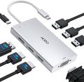 USB C Docking Station Dual Monitor Adapter for Dell HP, Laptop Docking Station 3 Monitors Quadruple Display USB C Hub Dongle to 4K HDMI+DisplayPort+VGA,100W PD, 3USB2.0, 8 in 1 Thunderbolt Dock