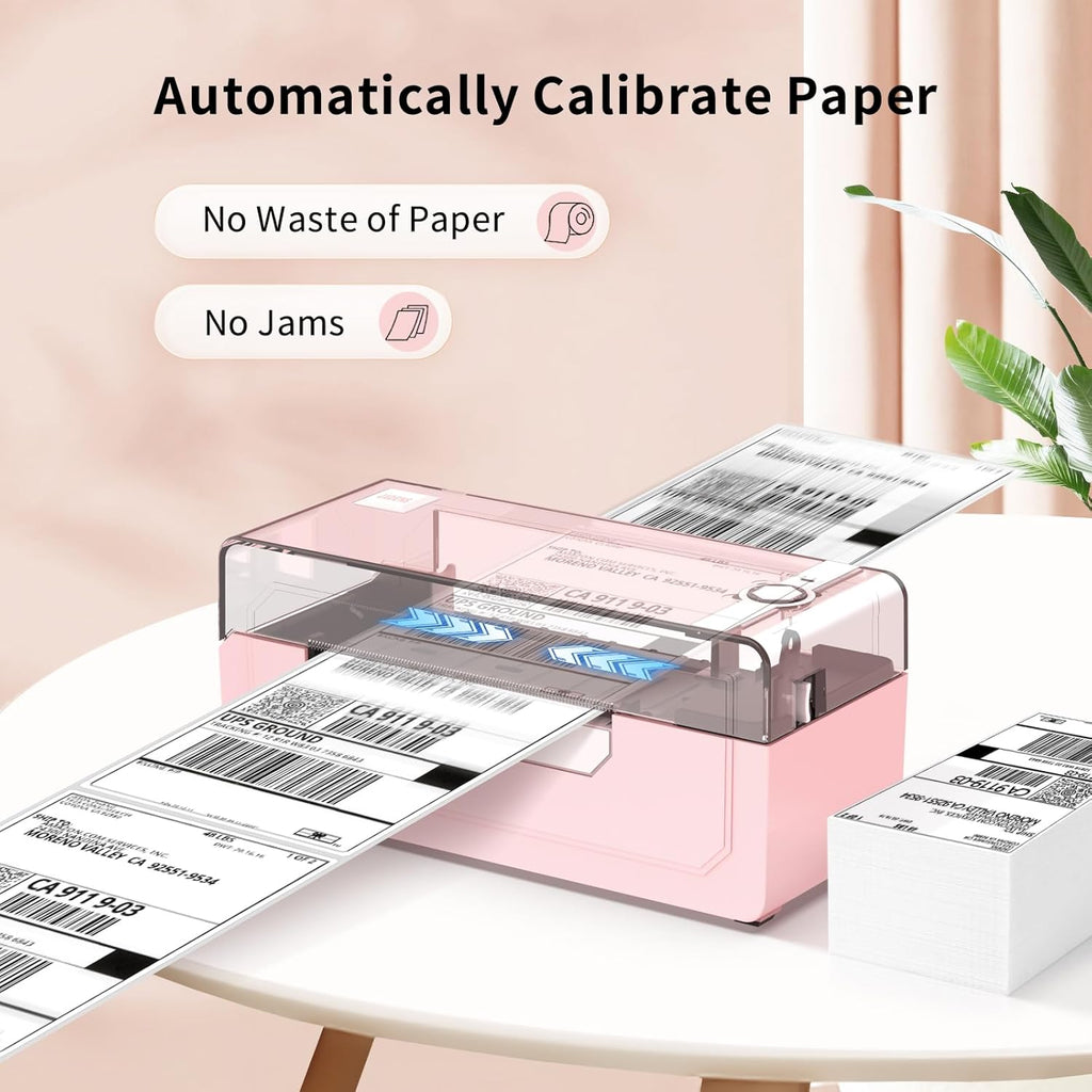 JADENS Bluetooth Thermal Label Printer 4x6, Pink Wireless Shipping Label Printer for Small Business & Packages, Compatible with iOS, Android, Mac, Windows, Amazon, Etsy, Ebay, Shopify