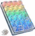 SOLAKAKA K21 RGB Backlit Tri-Mode Transparent Wireless Mechanical Number Pad Supports 3 BT/2.4GHz/Type C Wired,Hot Swappable 21 Keys Mechanical Numpad with Transparent Keycaps White