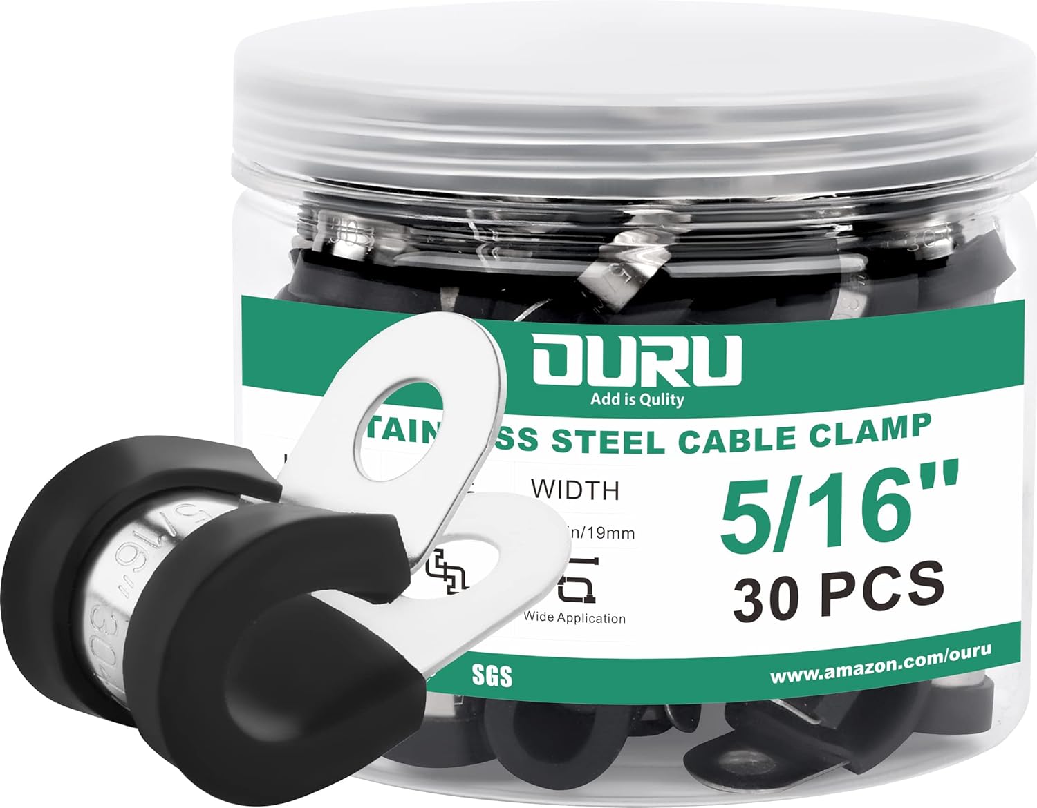 30pcs 5/16 Inch Stainless Steel Cable Clamps,Rubber Coated Cushioned Insulated Cable Clamp,Automotive Cable Wire Clamps,Pipe Clamps,Metal Clamp for Tube,Lines,Wire Cord Installation(Black,8mm)