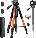 Tripod for Camera, 72" Tall Camera Tripod & Monopod with Remote, Professional Heavy Duty Compact Camera Stand for Phone, DSLR, Spotting Scope, Telescope, Binocular