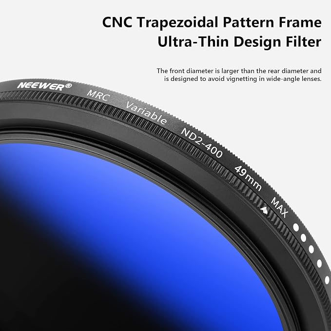 NEEWER 49mm Variable ND Filter ND2-ND400, Neutral Density Filter, Water and - Image 4