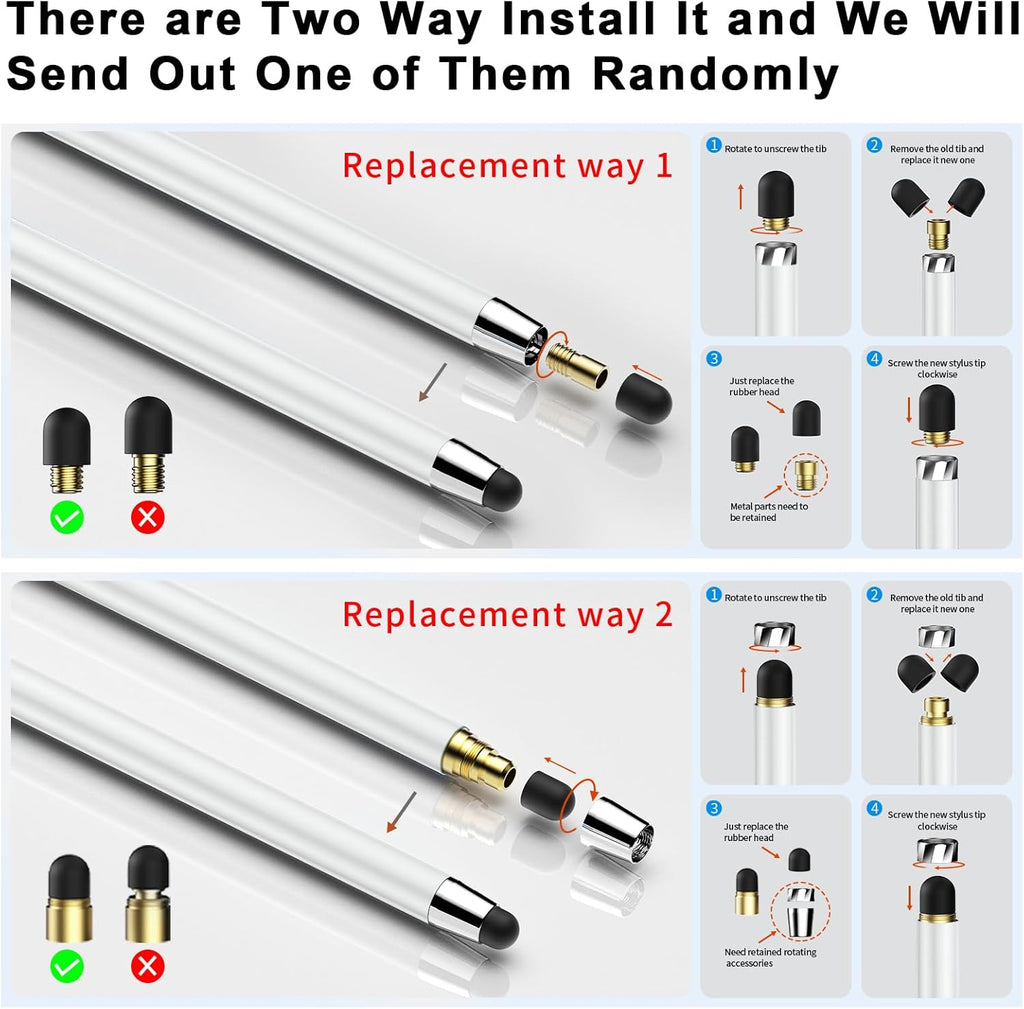 Stylus Pen for Touchscreen,5 PCS Stylus,Stylus 2-in-1 High Sensitivity Precision Suitable for All Touch Screens of iPhone/ipad/Android Tablet(White)