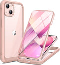 Miracase Compatible with iPhone 13 case 6.1 inch, [Glass Instead Plastic] with Built-in 9H Tempered Glass Screen Protector for iPhone 13,2023 Upgrade Full-Body Glass Clear Case,Crystal Pink