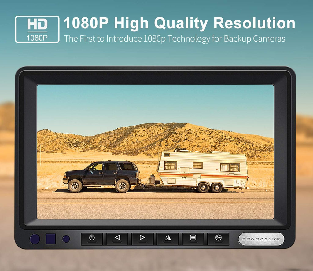 1080P FHD Digital Wireless Backup Camera System Kit for RV/Truck/Trailer/Van/Bus,Night Vision,7inch HD LCD Monitor,IP69 Waterproof Rear View Camera No Interference Record-HW02-M