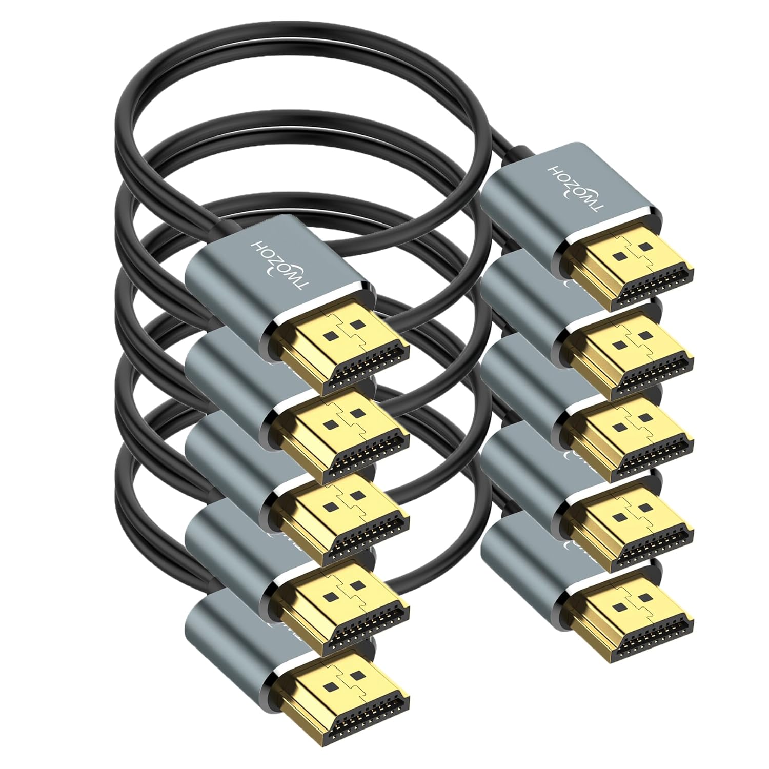 Twozoh Slim 4K HDMI Cable 10FT 5 Pack, Ultra Thin & Flexible Skinny HDMI to HDMI 2.0 Cord Support 4K/60HZ 18gbps Laptop, Monitor, PS5, PS4, Xbox One, Fire TV