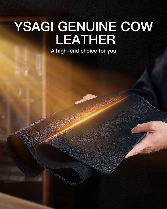 YSAGi Genuine Leather Desk Mat, 31.5"x15.8" Leather Desk Mat, Office Desk Pad - Image 7