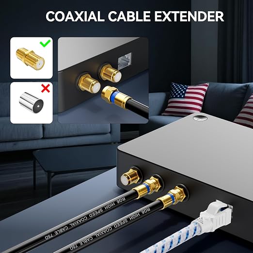 Coaxial Cable 1.5ft 10 Pack, RG6 Coax Cable Cord Extender - Image 4