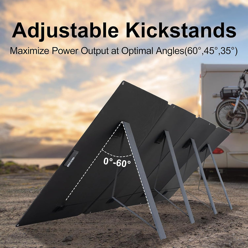 410W 42V ETFE Portable Solar Panel, IP68 Waterproof Foldable 24% High Efficiency, Ultra-Light Solar 4 Kickstands fo Power Station RV Camping