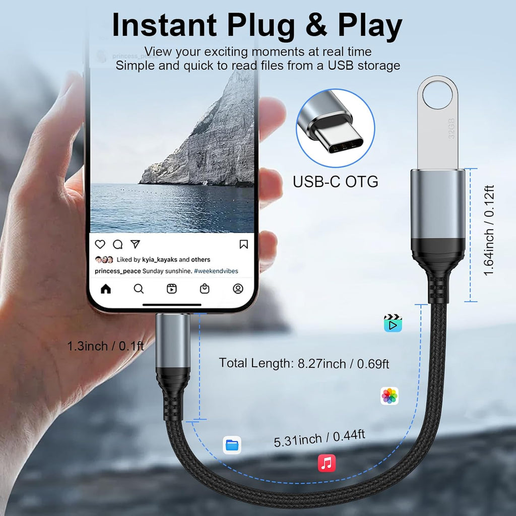 USB C to USB Adapter - 5Gbps [2 Pack] USC 3.0 OTG Adapter for Android - USBC Male to USB Female Adapter, Type C OTG Cable Converter Support Camera, Card Reader, USB Flash Drive, External/MIDI Keyboard