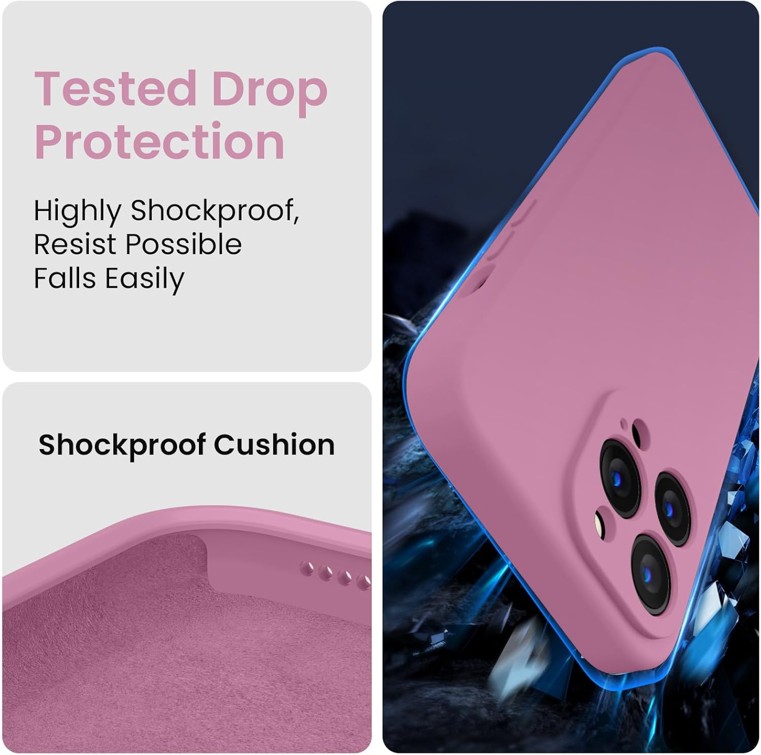 FireNova Designed for iPhone 13 Pro Case, Silicone Upgraded [Camera Protection] Phone Case with [2 Screen Protectors], Soft Anti-Scratch Microfiber Lining Inside, 6.1 inch, Lilac Purple