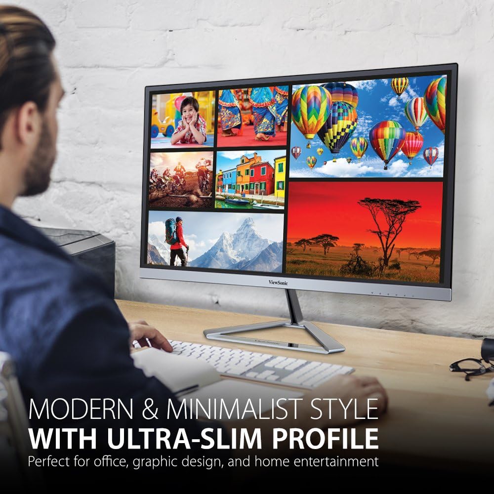 ViewSonic VX2476-SMHD 24 Inch 1080p IPS Monitor with FreeSync, Ultra-Thin Bezels, HDMI and DisplayPort