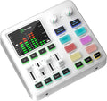 PUPGSIS qwe Gaming Audio Mixer, Audio Interface for PC/Podcast/Streaming, Sound Board with 3.5mm/XLR Mic Input, 48V Phantom Power, Voice Changer, Live Sound Card with DJ Mixer Effects(White)