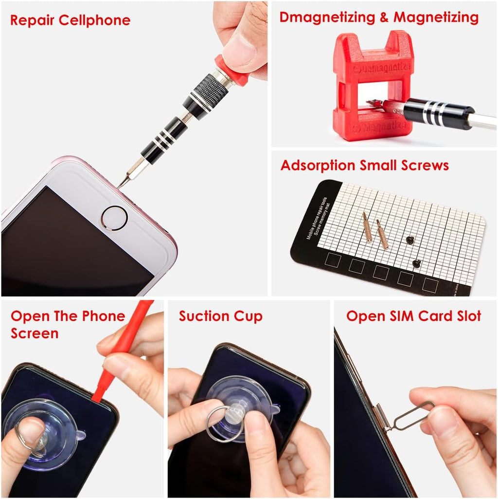 SHARDEN Precision Screwdriver Set, 122 in 1 Electronics Magnetic Repair Tool Kit with Case for Repair Computer, iPhone, PC, Cellphone, Laptop, Nintendo, PS4, Game Console, Watch, Glasses etc (Red)