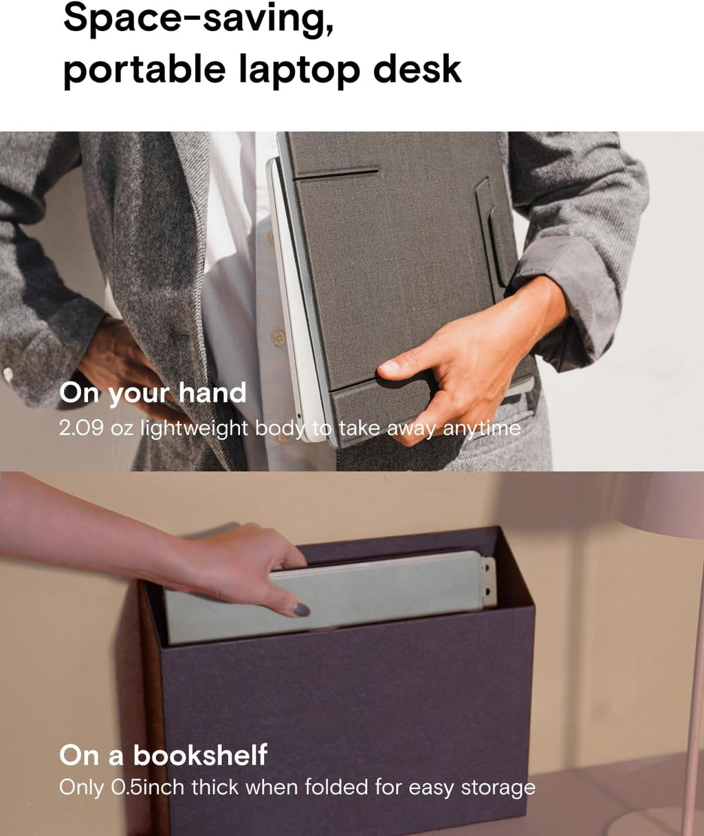 MOFT Folding Laptop Stand Lap Desk, Portable & Mini Computer Stand Laptop Desk for Travel and Home Office, Ergonomic Design with Adjustable Viewing Angles, Lightweight Computer Cooling Riser, Gray