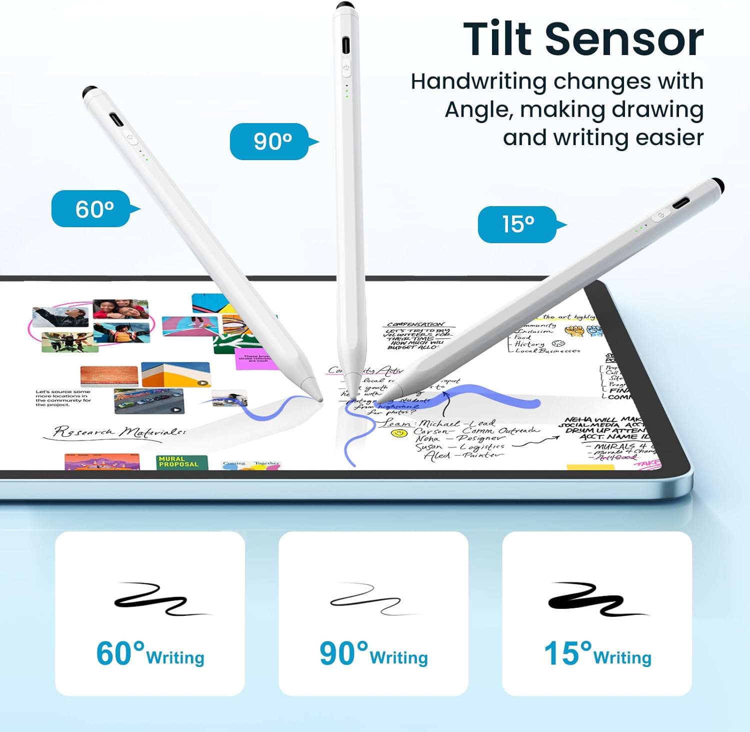 Dual Tip Stylus Pen for iPad 2025-2018,13 Mins Fast Charge with Tilt Sensitivity and Palm Rejection for iPad 11/10/9/8/7/6th Gen,Air 7/6/5/4/3/M3/M2, Pro 13"/12.9"/11"/M4, Mini 7/6/5th,White