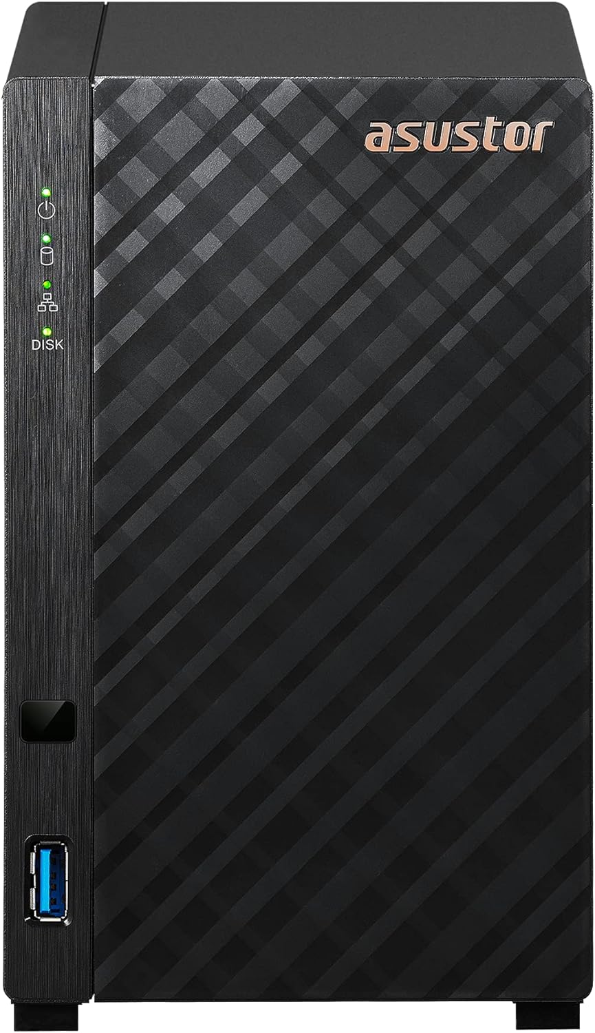 Asustor Drivestor 2 Lite AS1102TL, 2 Bay NAS, 1.7GHz Quad Core, 1GbE Port, 1GB RAM DDR4, Personal Private Cloud, Backup for Home & Small Office, Network Attached Storage(Diskless)