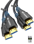 HDMI Cable 15FT 2Pack - Certified 8K Ultra High Speed HDMI Cable（Male to Male）,48Gbps Braided HDMI Cord,8K 60hz,4K 120hz,eARC,HDCP 2.2&2.3 - Compatible for TV,PS5