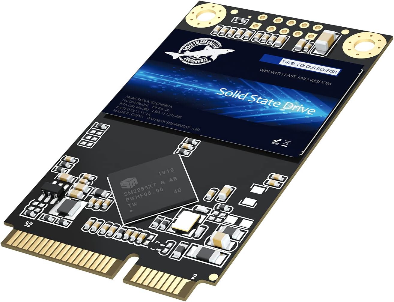Dogfish mSATA SSD 240GB 3D NAND TLC SATA III 6 Gb/s, mSATA (30x50.9mm) Internal Solid State Drive - Compatible with Desktop PC Laptop - (MSATA 240GB)