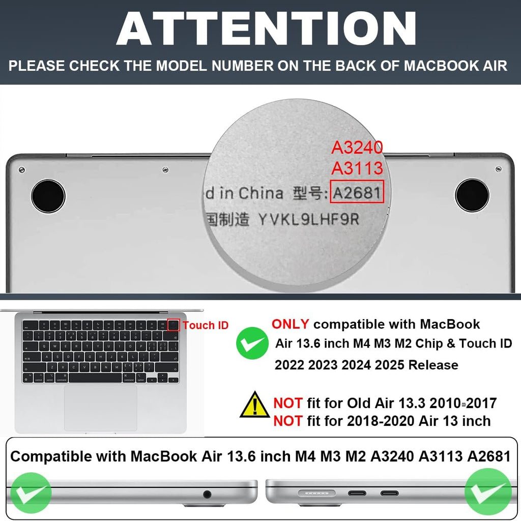 Compatible for MacBook Air 13.6 inch Case M4 M3 M2 2025 2024-2022 Release Model A3240 A3113 A2681, Printed Plastic Protective Hard Shell Cover for MacBook Air M4 13", Green Plants Flowers