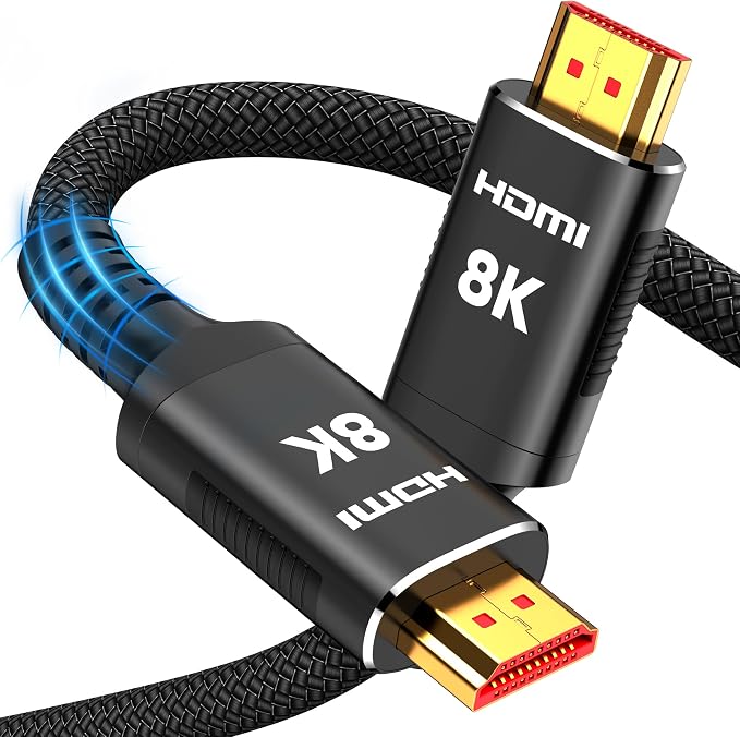 Snowkids 48Gbps 8K HDMI Cable 3.3FT/1M 2-Pack, High Speed HDMI Braided Nylon by Snowkids