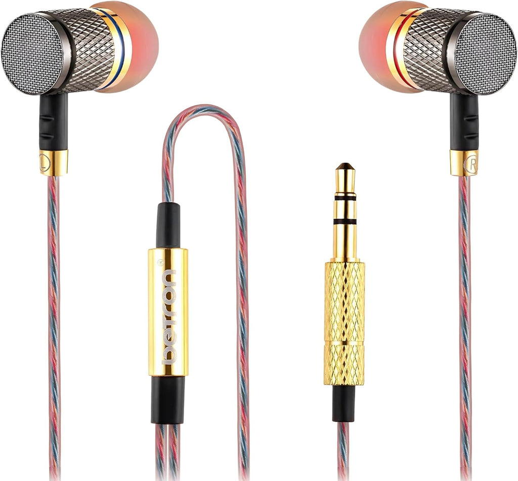 Betron YSM1000 Earphones in Ear Headphones Wired 3.5mm Jack Tangle-Free Cable Case and Noise Isolating Earbuds