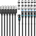 Magnetic Charging Cable (6-Pack,1.6+3.3+3.3+6.6+6.6+10ft) 540° Rotation 3A Fast Charging Data Sync 3 in 1 Magnetic Phone Charger Cable with LED Light Compatible with Micro USB Type C Phone Device