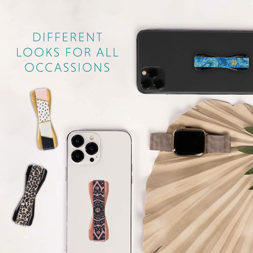 LOVEHANDLE Universal Phone Grip for Smartphones & Mini Tablets - Phone Holder for Hand - Wireless Charging Compatible - Made in The USA - Boho Rose