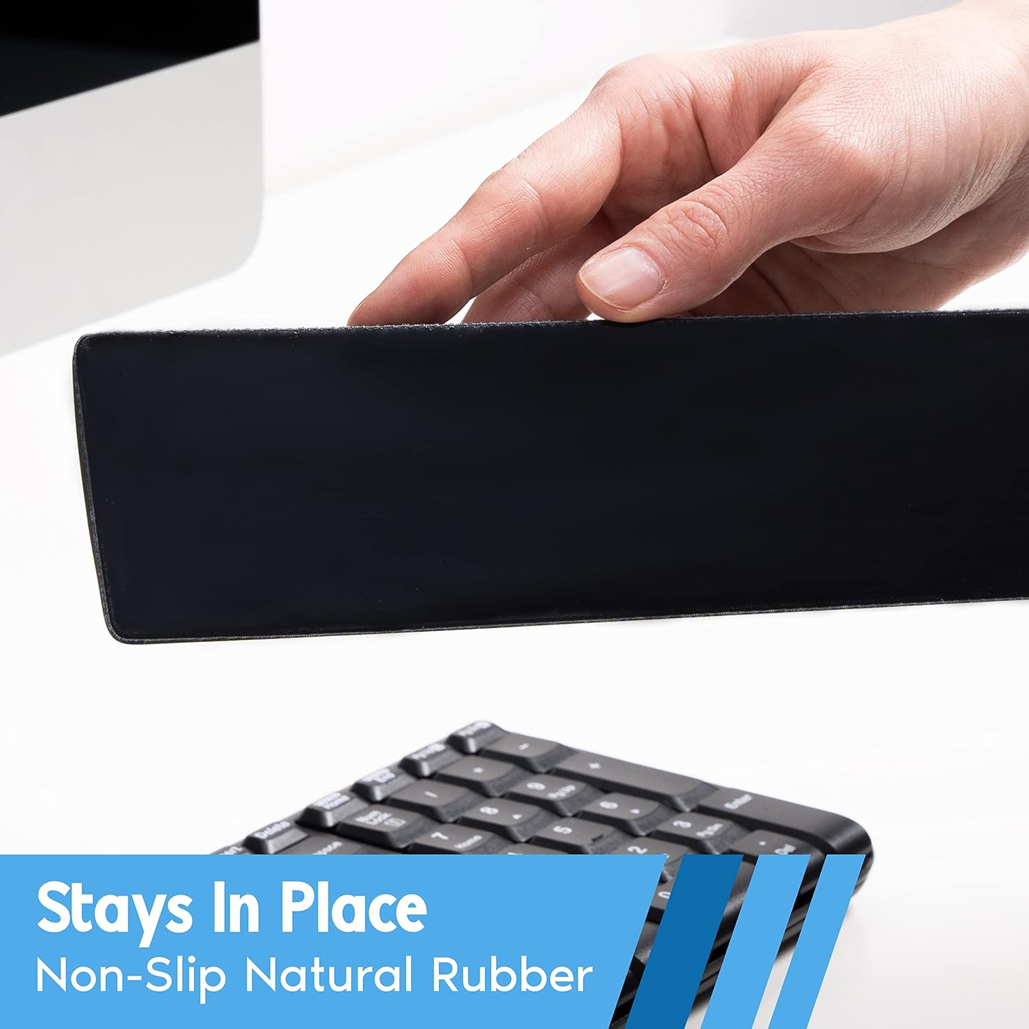 i-Rocks Memory Foam Keyboard Wrist Rest - Pain-Reducing Wrist Rest for Computer Keyboard - Non-Slip Rubber Base Wrist Rest - Cooling Keyboard Pad for Long Hours of Work, Studying, Gaming