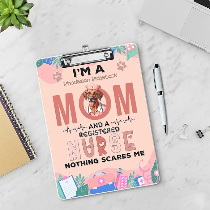 I'm a Rhodesian Ridgeback Mom and a Registered Nurse Nothing Scares Me Acrylic - Image 3