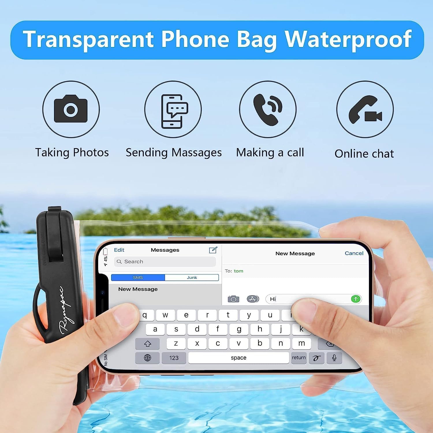 Waterproof Phone Pouch Bag - 7.5in Waterproof Phone Case for Beach Travel Must Haves, IPX8 Underwater Holder with Lanyard for iPhone 16 15 Pro Max Galaxy S24+ 23 Pixel 8a, Cruise Essentials
