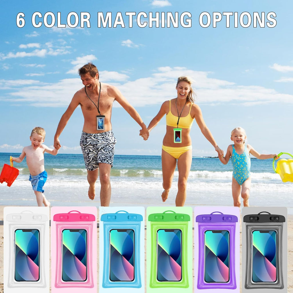2 Pcs Waterproof Phone Pouch, Universal IPX8 Floating Waterproof Cell Phone Case Dry Bag, Compatible with Most Cell Phone on Market, Waterproof Phone Protector for Beach Swimming (Blue + Green)