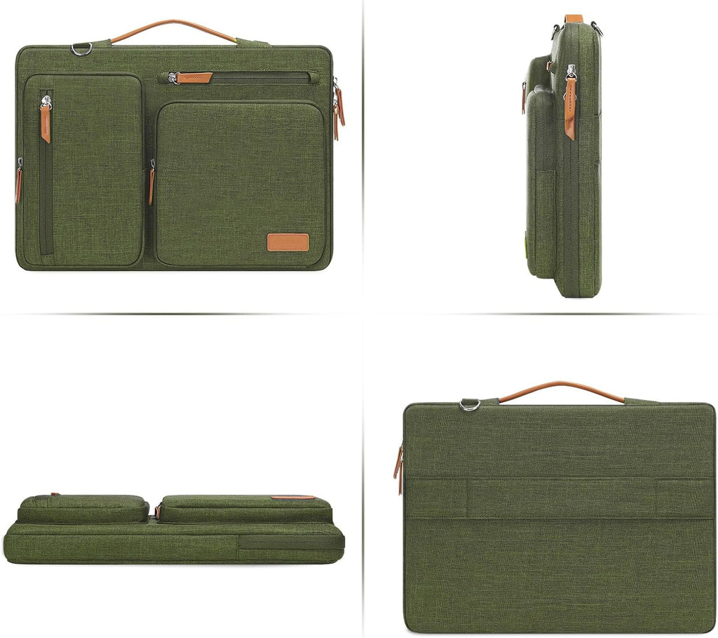 MOSISO 360 Protective Laptop Shoulder Bag,17-17.3 inch Computer Bag Compatible with MacBook, HP, Dell, Lenovo, Asus Notebook,Side Open Messenger Bag with 4 Zipper Pockets&Handle, Olive Green