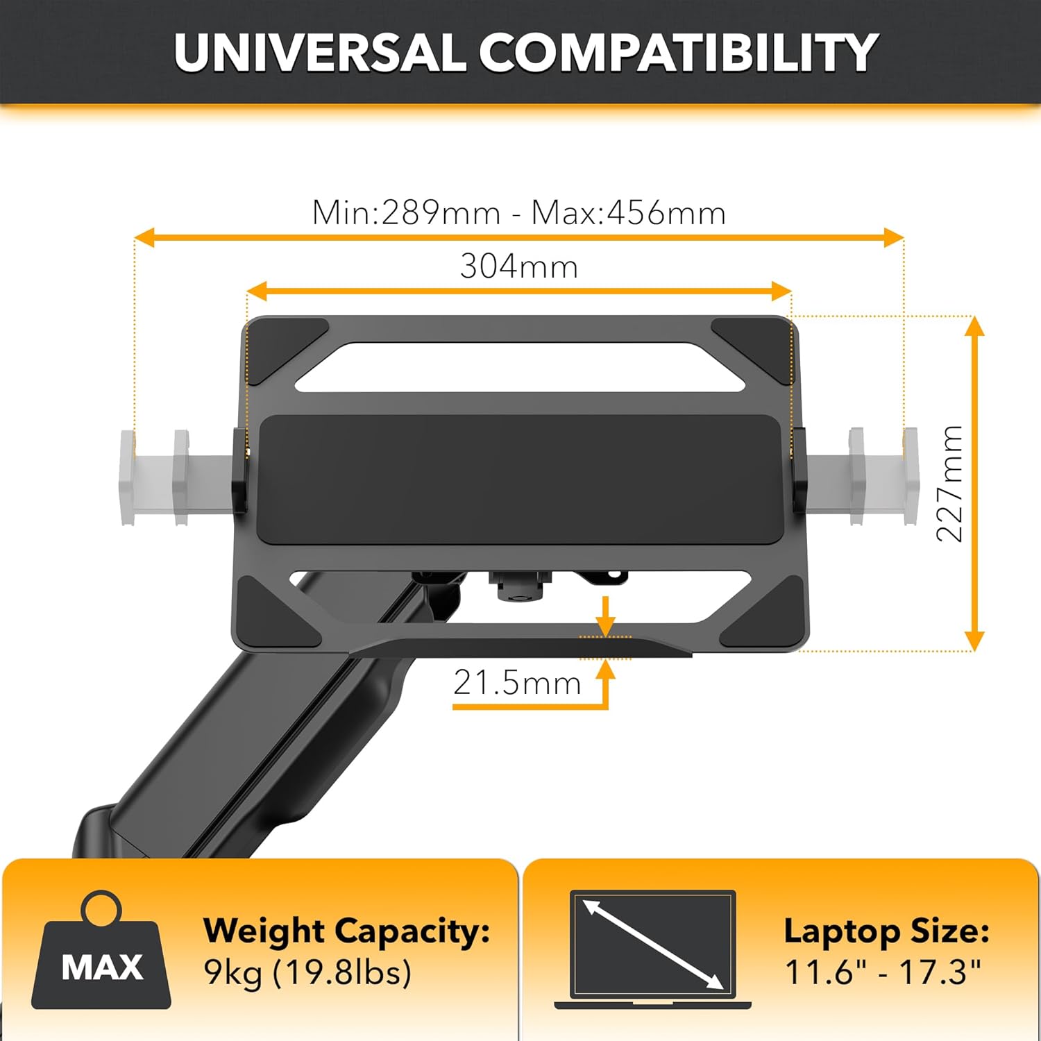 CondoMounts Laptop Wall Mount | Spring-Assisted Arm for 17"–32" Screens, Free-Tilting VESA Laptop Holder, Space-Saving Design, Heavy-Duty Build, Matte Black Finish, Easy DIY Installation