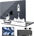 MEEgoodo Case for M4/M3/M2 MacBook Air 13.6 inch Case 2025 2024 2022, Fit Model A3240/A3113/A2681, Laptop Hard Shell with Keyboard Cover Compatible with MacBook Air 13 inch, Astronaut Rocket