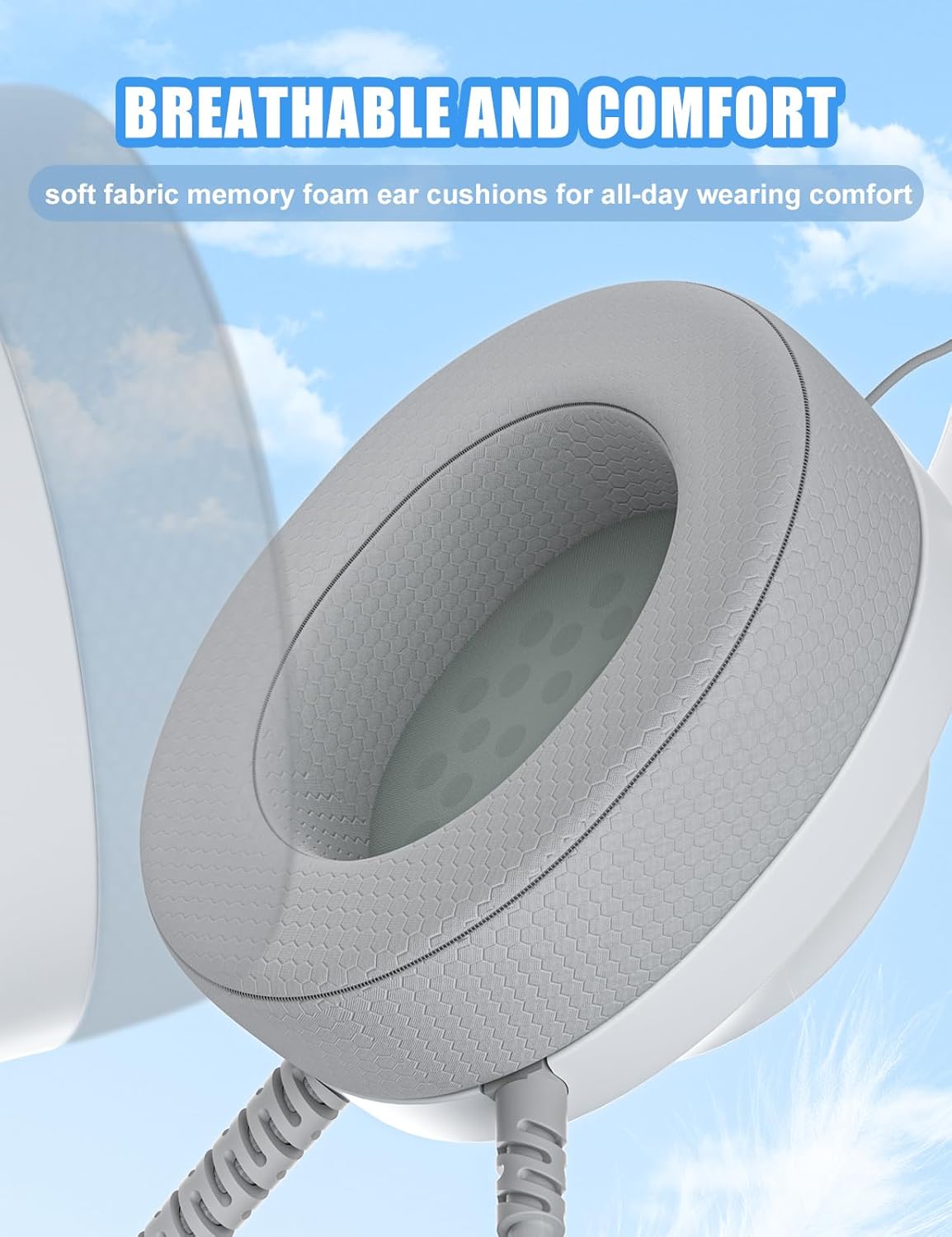 S30 Gaming Headset with Microphone,198g Lightweight Design, Wired Gaming Headphones for Xbox, Xbox Series X|S, PS5, PS4, Switch, PC, Noise Cancelling Mic, Soft Earmuffs (White)