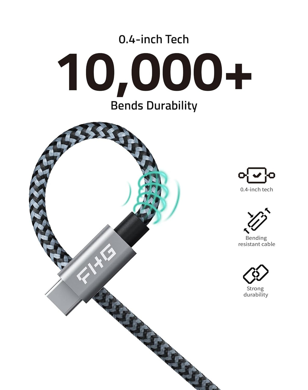 FHG USB C to USB C Cable 6FT 2Pack, PD 60W/3A C to C Cable Fast Charging from 20% to 90% in 30mins, 5Gbps USB C to USB C Data Cable, Nylon Braided Compatible for iPhone 15/Samsung/Android Auto