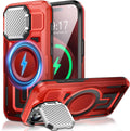 Camera Stand Case for iPhone 15 Pro Max, [Compatible with MagSafe] [Lens Cover] 2024 Version Military Grade Protective Soft Case for iPhone 15 Pro Max 6.7 inch Men Women, Red