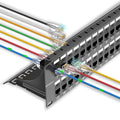 Patch Panel 48 Port Cat6a with Coupler Keystone, Cat6 Network Patch Panel 10G No Punch Down, Time-Saver Ethernet 2U Rj45 Panel with Sturdy Back Bar, 19 Inch Coupler Network Panel