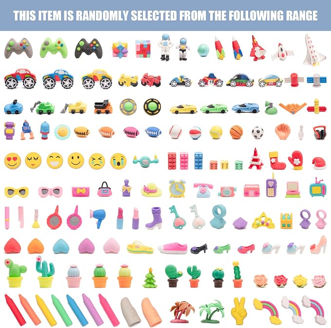 132pcs 3D Cute Kids Erasers, Random Desktop Pet Toys Gifts, Classroom Rewards - Image 5
