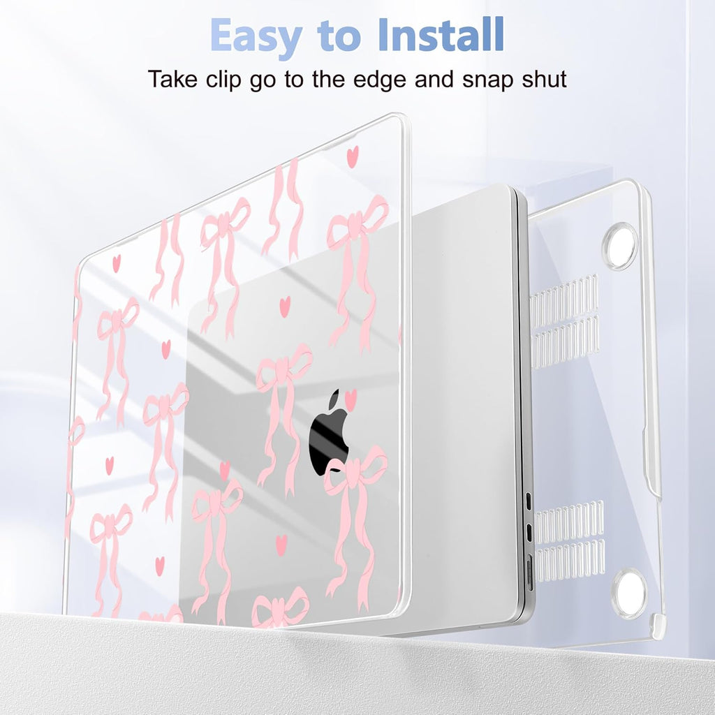 Case for MacBook Air 15 Inch 2025 2024 2023 Release M4 A3241 M3 A3114 M2 A2941, Hard Shell with Screen Protector & Keyboard Cover, Compatible with Touch ID, Bow
