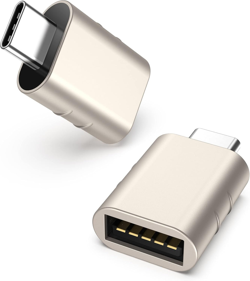 Syntech USB C to USB Adapter Pack of 2 USB C Male to USB3 Female Adapter Compatible with iPhone 17 Pro Max MacBook Pro Air 2024 iMac iPad mini Pro, Other Type C or Thunderbolt 4/3 Devices, Starlight